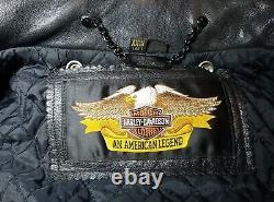 Vintage Harley Davidson Leather Jacket 3XL Bar & Shield Biker Black Embossed