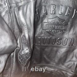 Vintage Harley Davidson Leather Jacket Womens Bar Shield Black Embossed