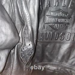 Vintage Harley Davidson Leather Jacket Womens Bar Shield Black Embossed