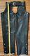 Vintage Harley Davidson Men' Black Leather Chaps L Bar Shield H-d98142-92vm Euc