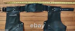 Vintage Harley Davidson Men' Black Leather chaps L Bar Shield H-D98142-92VM EUC