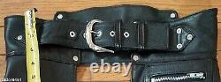 Vintage Harley Davidson Men' Black Leather chaps L Bar Shield H-D98142-92VM EUC