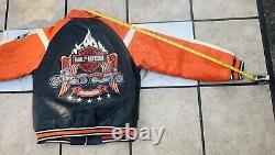 Vintage Harley Davidson Men's Flaming Bar & Shield Leather Moto Jacket / SM