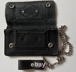 Vintage Harley Davidson Metallic Bar And Shield Wallet & Chain 1970s 80s Biker