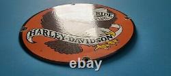 Vintage Harley Davidson Motorcycle Porcelain 12 Gas Bar Shield Bald Eagle Sign
