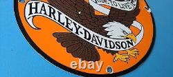 Vintage Harley Davidson Motorcycle Porcelain Gas Bike Bar Shield Bald Eagle Sign