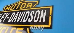 Vintage Harley Davidson Motorcycle Porcelain Gas Bike Bar & Shield Logo Sign