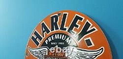 Vintage Harley Davidson Motorcycle Porcelain Gas Bike Bar Shield Wings Sign