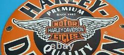 Vintage Harley Davidson Motorcycle Porcelain Gas Oil Bike Bar Shield Wings Sign