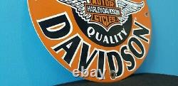 Vintage Harley Davidson Motorcycle Porcelain Gas Oil Bike Bar Shield Wings Sign