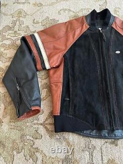 Vintage Harley Davidson USA Made Embossed Bar&Shield Black Leather Jacket Mens L