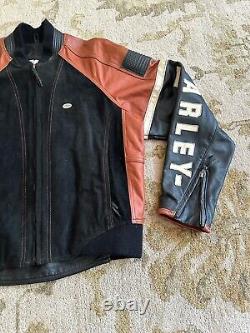 Vintage Harley Davidson USA Made Embossed Bar&Shield Black Leather Jacket Mens L