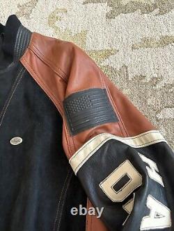 Vintage Harley Davidson USA Made Embossed Bar&Shield Black Leather Jacket Mens L