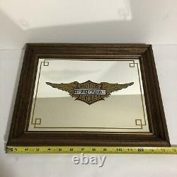 Vintage Harley Davidson Wall Mirror Bar And Shield With Wings