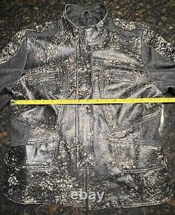 Vintage Harley Davidson Women's Camo Leather/Cotton Pink Bar & Shield Jacket (L)