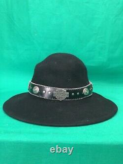 Vintage Harley Davidson Wool And Leather Bar And Shield Old Timer Hat USA