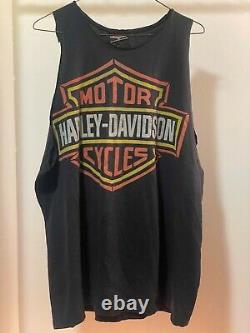Vintage Harley Davidson sleeveless shirt size XL black bar shield outlaw biker
