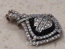 Vintage Harley-davidson 925 Sterling Silver Black & White Cz Bar Shield Pendant