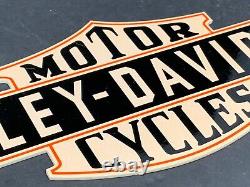 Vintage Harley-davidson Motorcycle 12 Die-cut Metal Bar & Shield Logo Gas Sign