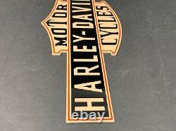 Vintage Harley-davidson Motorcycle 12 Die-cut Metal Bar & Shield Logo Gas Sign