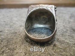 Vintage Large Sterling Silver Harley Davidson Biker Ring Maker Marked Bar Shield