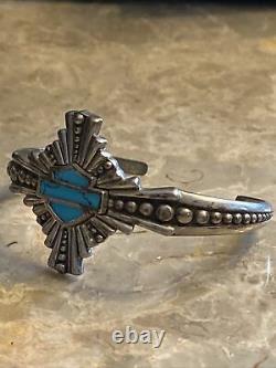 Vintage MOD Licensed Harley Davidson. 925 Cuff with Turquoise bar and shield