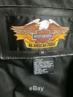 Vintage Mens Harley Davidson Black Leather Jacket M Basic Skins Bar Shield Mint