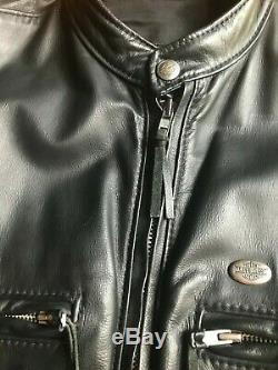 Vintage Mens Harley Davidson Black Leather Jacket M Basic Skins Bar Shield Mint