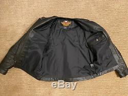 Vintage Mens Harley Davidson Leather Jacket L Black Cafe Basic Skins Bar Shield