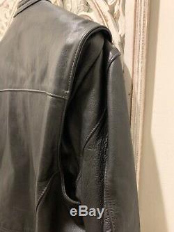 Vintage Mens Harley Davidson Leather Jacket XL Black Cafe Basic Skins Bar Shield