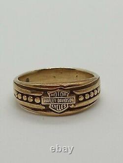 Vintage Solid 10K Harley Davidison Bar and Shield Gold Ring Size 5 1/2