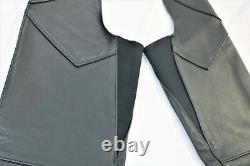 Vintage USA womens harley davidson leather chaps M basic skins black bar shield