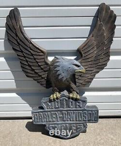 Vintage VTG Harley Davidson Bar & Shield Concrete Eagle! Gorgeous 28 Lbs HEAVY