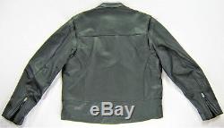 Vintage mens harley davidson leather jacket L black cafe basic skins bar shield