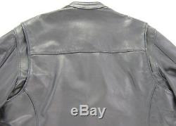 Vintage mens harley davidson leather jacket L black cafe basic skins bar shield