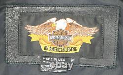 Vintage mens harley davidson leather jacket M black cafe basic skins bar shield