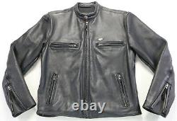 Vintage mens harley davidson leather jacket S black cafe basic skins bar shield