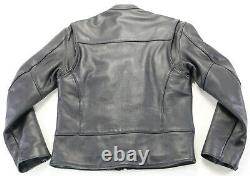 Vintage mens harley davidson leather jacket S black cafe basic skins bar shield