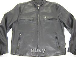 Vintage mens harley davidson leather jacket XL black cafe basic skins bar shield