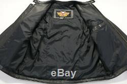 Vintage mens harley davidson leather jacket xl black cafe Basic Skins bar shield
