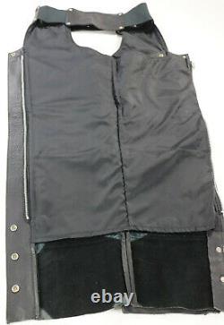 Vintage usa womens harley davidson leather chaps M black bar shield zip lined