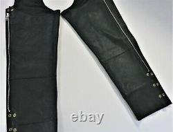 Vintage usa womens harley davidson leather chaps S black bar shield zip lined