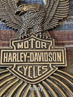 Vtg 1970s Harley Davidson Eagle Bar & Shield Sissy Bar Emblem Mount Free Ship