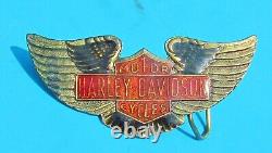 Vtg 1970s NOS Harley Davidson Brass 601 Bar Shield Wings Belt Buckle
