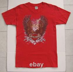 Vtg 1989 Harley Davidson T-Shirt 3D Emblem Size M Red Eagle Bar Shield Cleveland