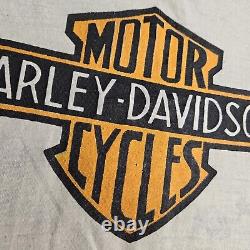 Vtg 70s Harley-Davidson Russell Athletic Ringer T-Shirt L Bar Shield Logo Biker