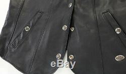 Vtg womens harley davidson leather vest XL black Basic Skins snap bar shield nwt