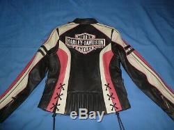 Women's Harley Davidson RIDGEWAY Pink Bar & Shield HD Logo Leather Jacket Sz M