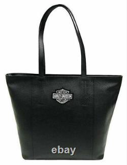 Women's Leather Bar & Shield Travel Leather Black Tote Bag Free Shipping