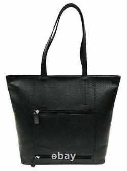 Women's Leather Bar & Shield Travel Leather Black Tote Bag Free Shipping